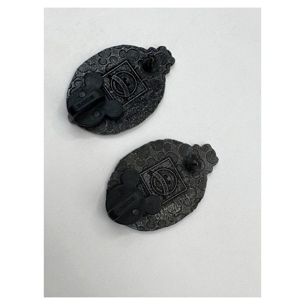 Disney Haunted Mansion Bride Hatbox Ghost Black Enamel Pin Pair Set - Picture 3 of 4